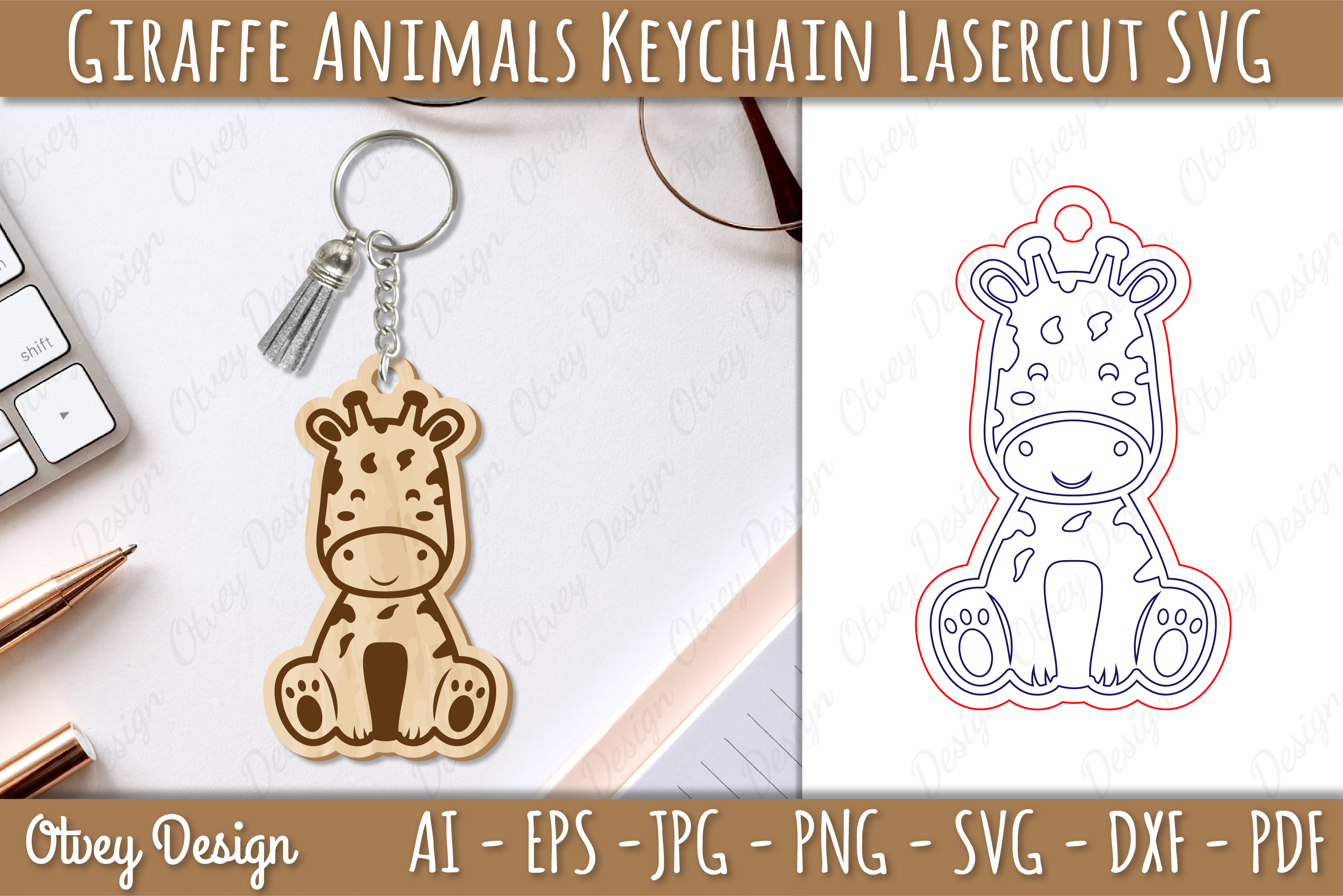 Giraffe Animal Keychain SVG Bundle 1 - CraftNest - Digital Crafting and Art