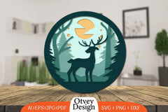 Christmas Deer 3D Round Layered Lasercut SVG Bundle 1 - CraftNest - Digital Crafting and Art