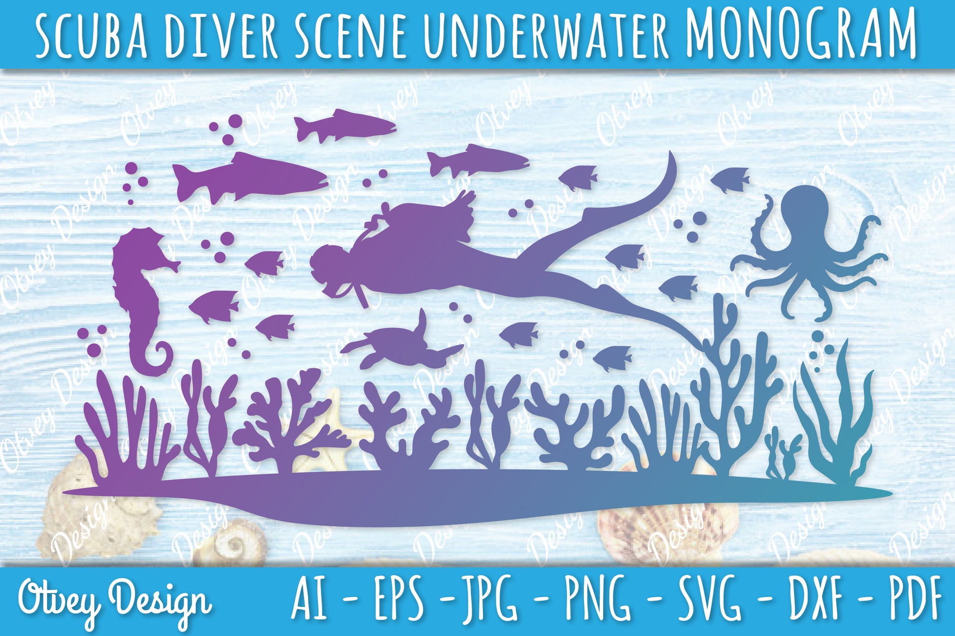 Scuba Diver Monogram SVG Bundle 8 - CraftNest - Digital Crafting and Art