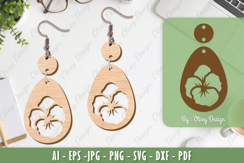 Flower Earrings Laser Cut SVG Bundle 21 - CraftNest - Digital Crafting and Art