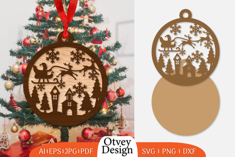 Ornament Christmas Santa Sleigh Lasercut SVG Bundle 11 - CraftNest - Digital Crafting and Art