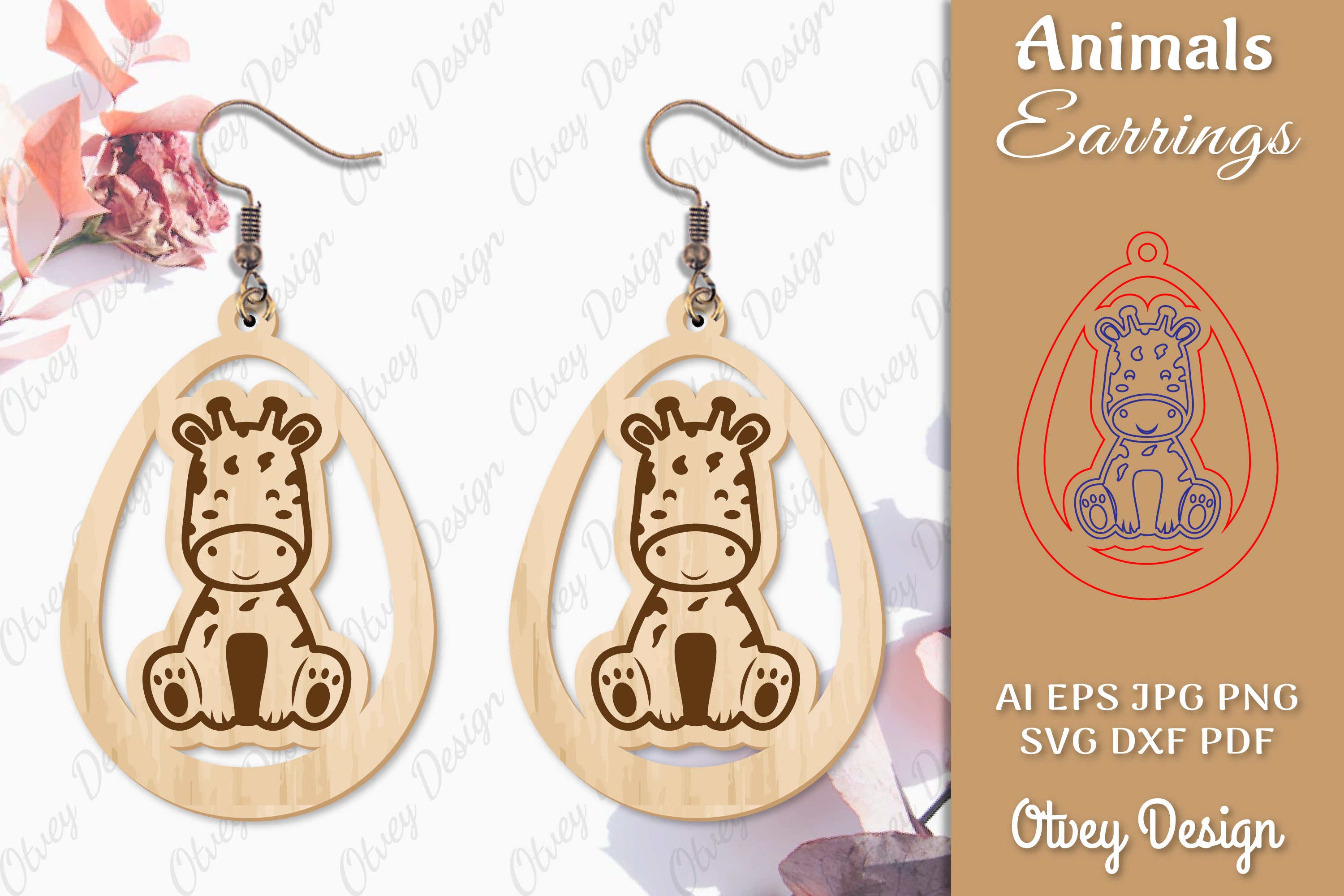 Giraffe Animal Earrings Lasercut SVG Bundle - CraftNest - Digital Crafting and Art