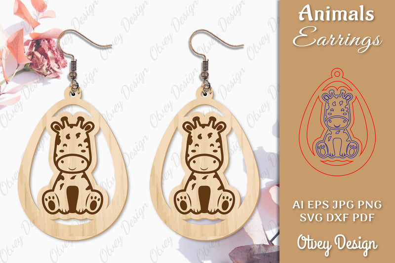 Giraffe Animal Earrings Lasercut SVG Bundle - CraftNest - Digital Crafting and Art