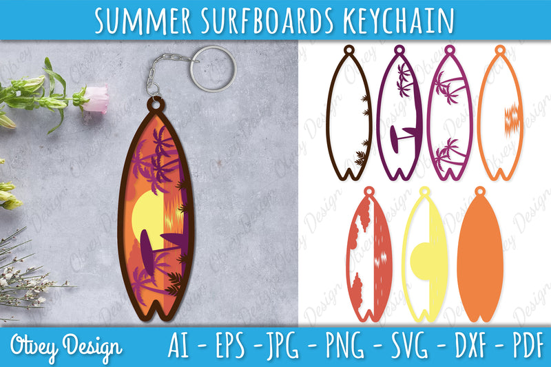 Summer Surfboards Keychain SVG Bundle 1 - CraftNest - Digital Crafting and Art