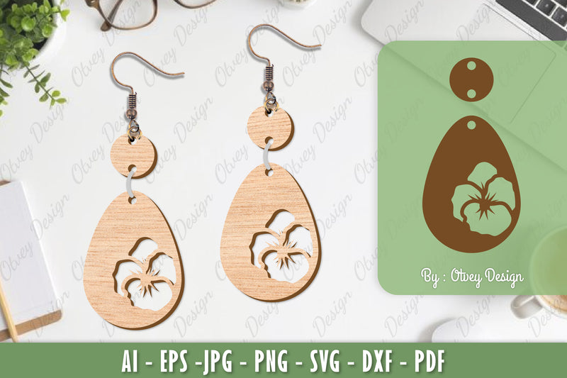 Flower Earrings Laser Cut SVG Bundle 51 - CraftNest - Digital Crafting and Art