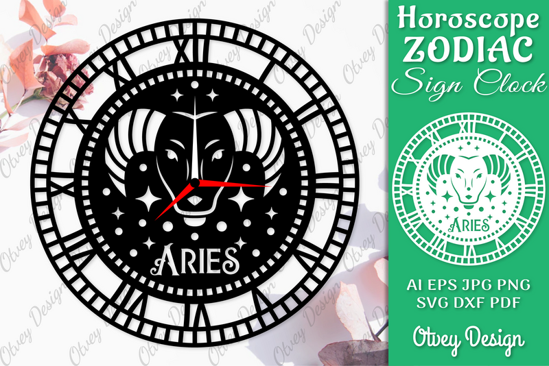 Horoscope Zodiac Sign Laser Cut Clock Template SVG Bundle 1 - CraftNest - Digital Crafting and Art