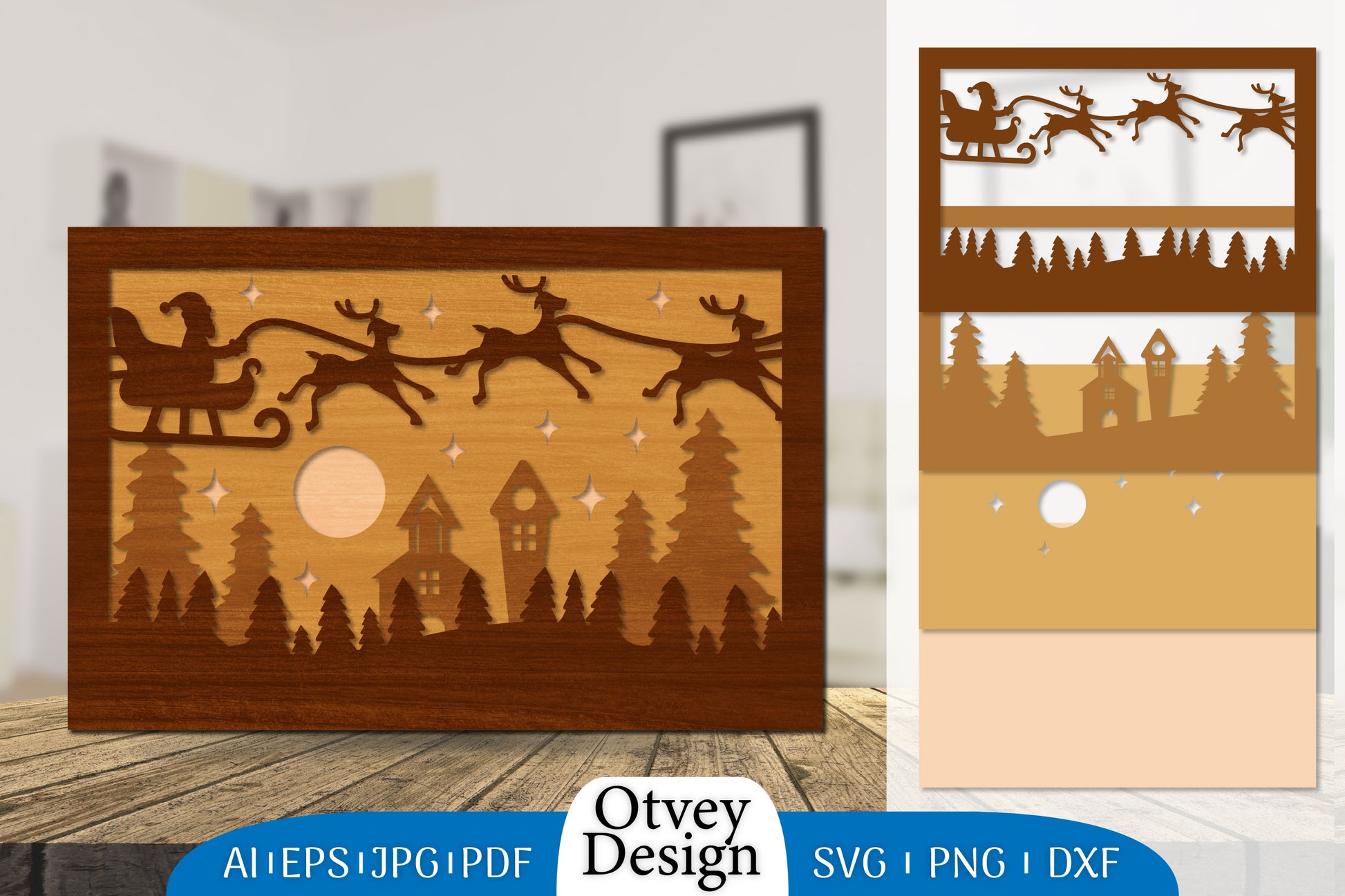 Christmas Santa Sleigh Lasercut SVG Bundle 1 - CraftNest - Digital Crafting and Art