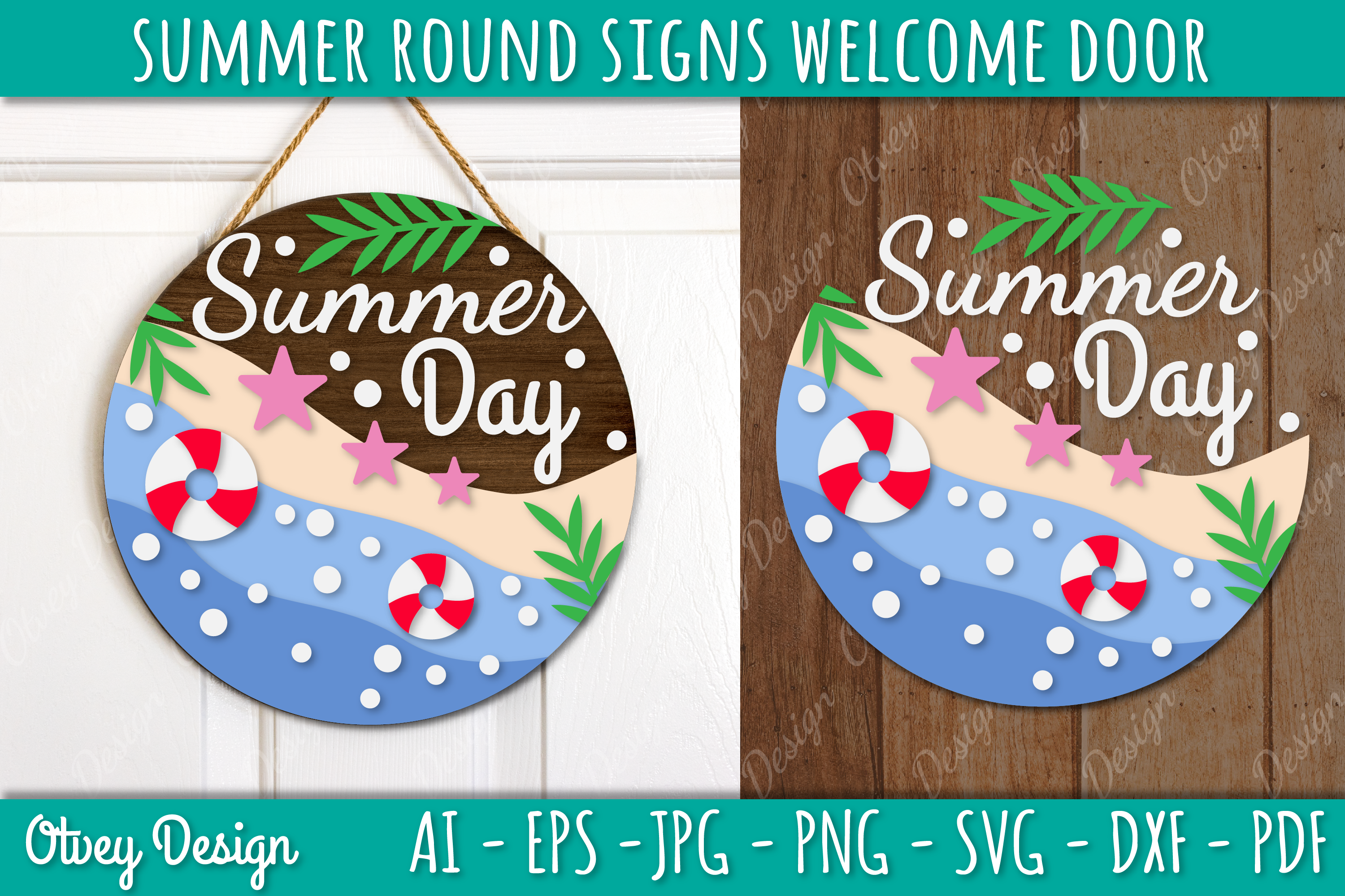 Summer Welcome Door Hangers SVG Bundle 2 - CraftNest - Digital Crafting and Art