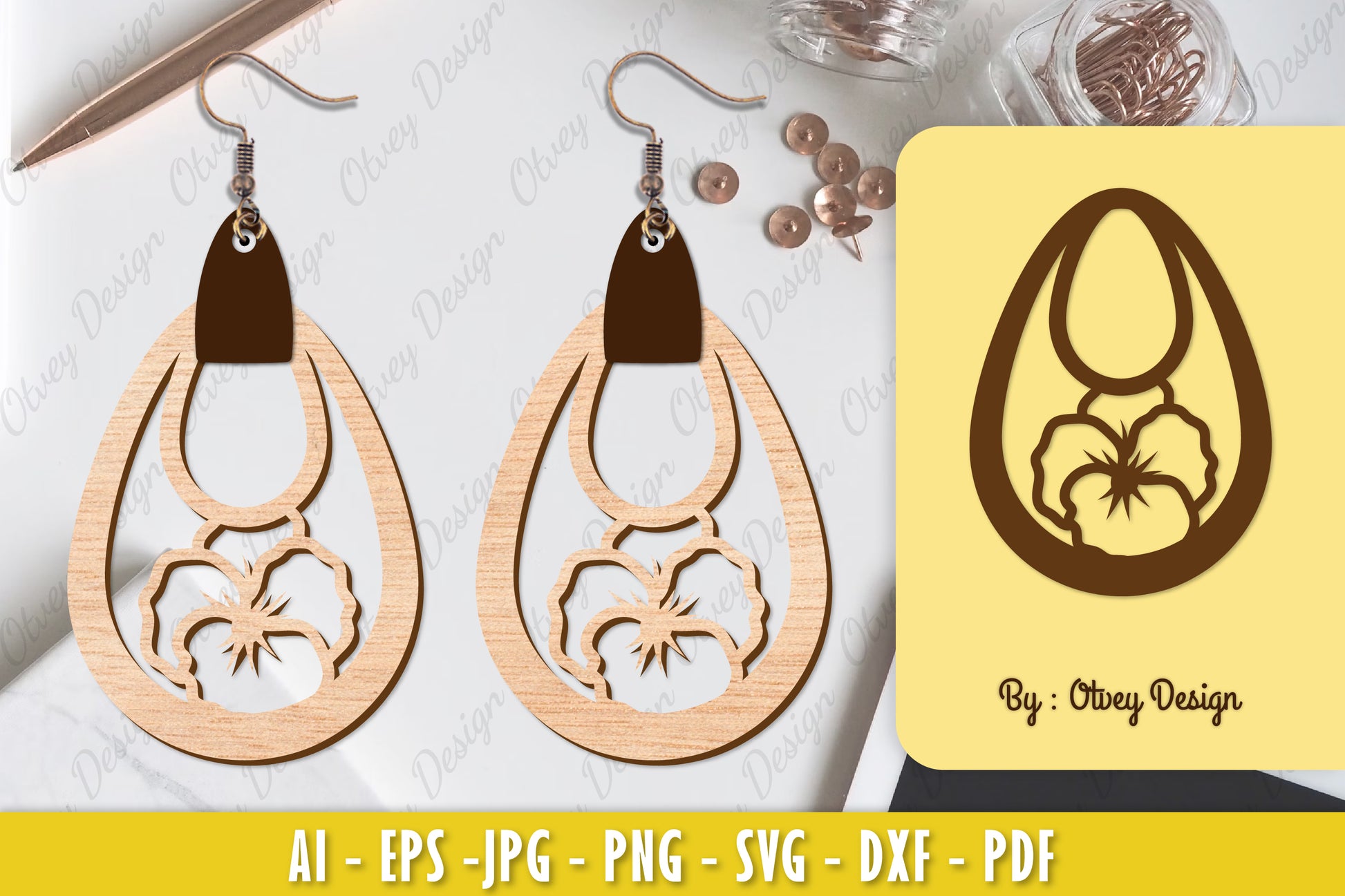 Flower Earring Laser Cut SVG Bundle 51 - CraftNest - Digital Crafting and Art