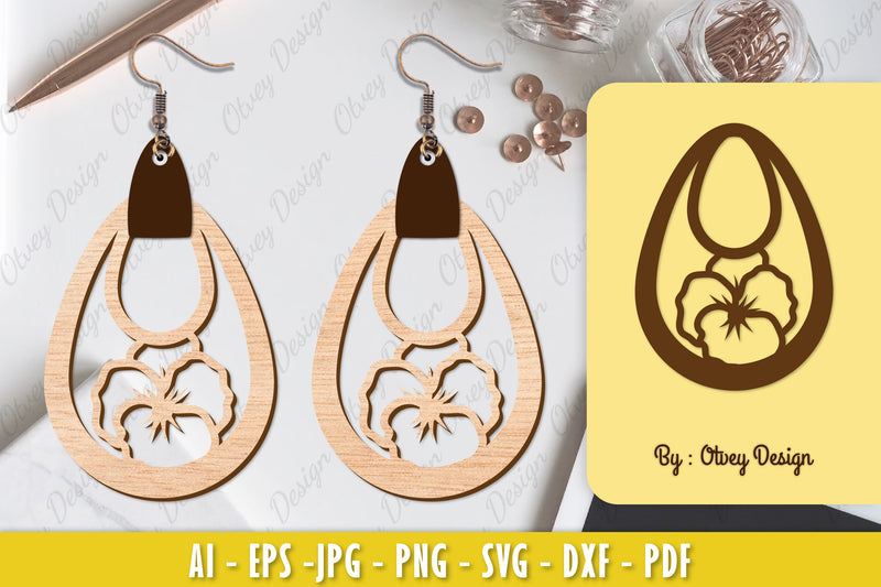 Flower Earring Laser Cut SVG Bundle 51 - CraftNest - Digital Crafting and Art