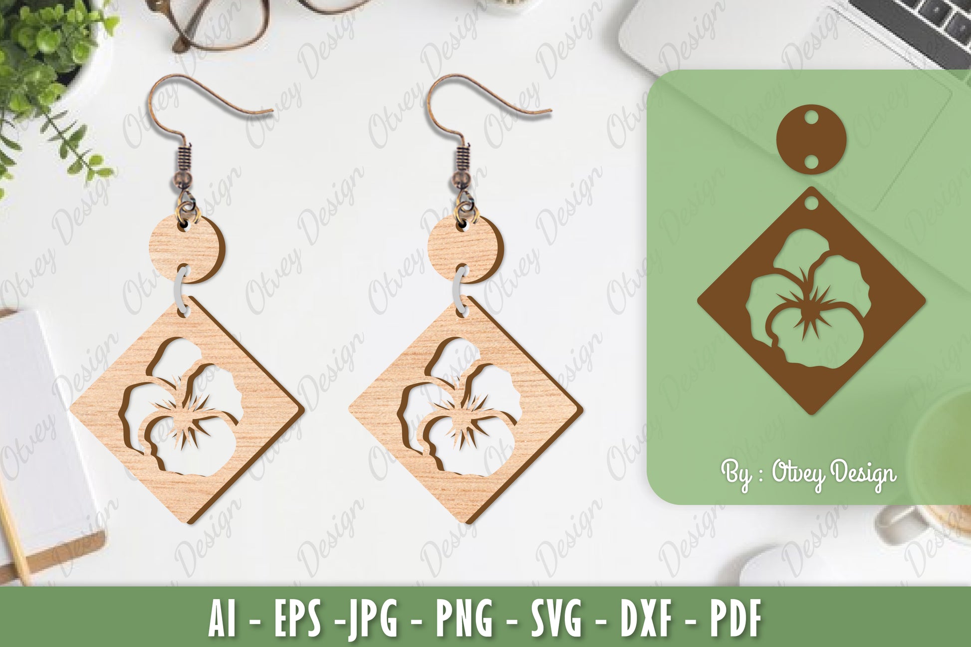 Flower Earrings Laser Cut SVG Bundle 1 - CraftNest - Digital Crafting and Art