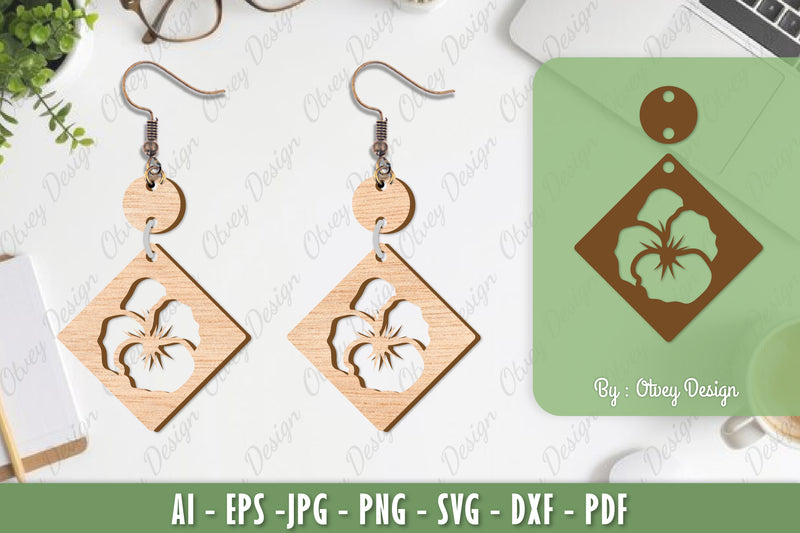 Flower Earrings Laser Cut SVG Bundle 1 - CraftNest - Digital Crafting and Art