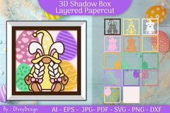 Gnome Easter 3D Shadow Box Layered Papercut SVG Bundle 7 - CraftNest - Digital Crafting and Art