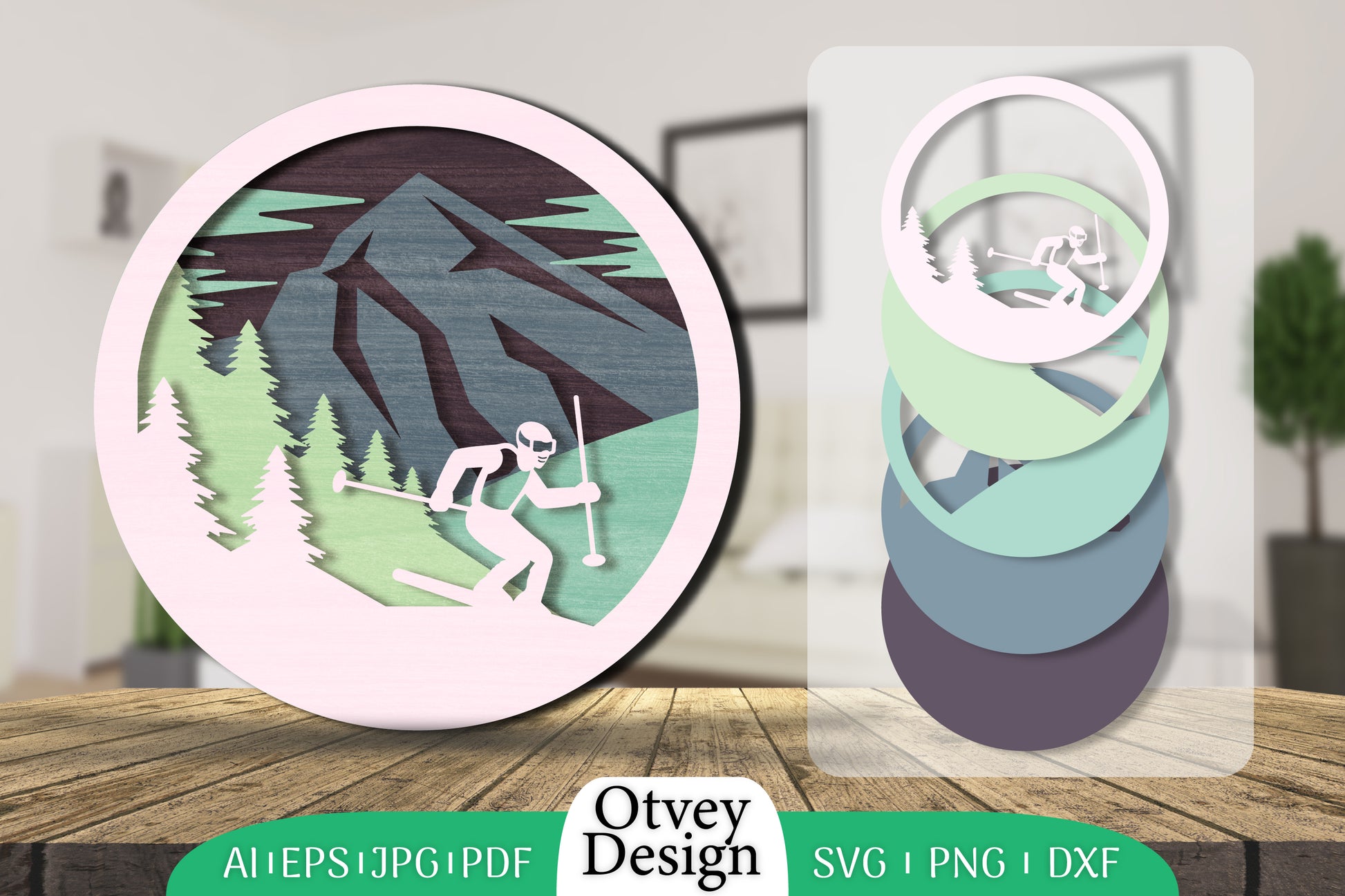 Ski Scene 3D Layered Lasercut SVG Bundle 1 - CraftNest - Digital Crafting and Art