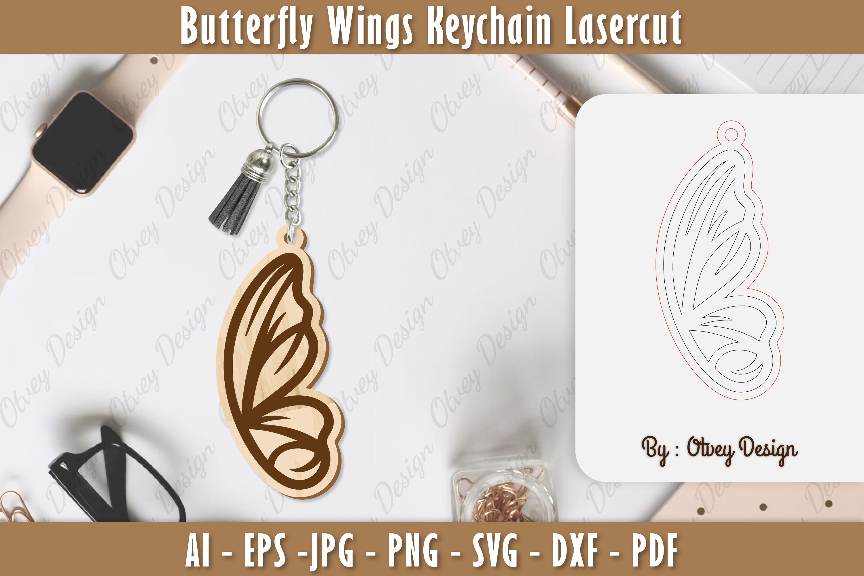 Butterfly Keychain Lasercut SVG Bundle 1 - CraftNest - Digital Crafting and Art