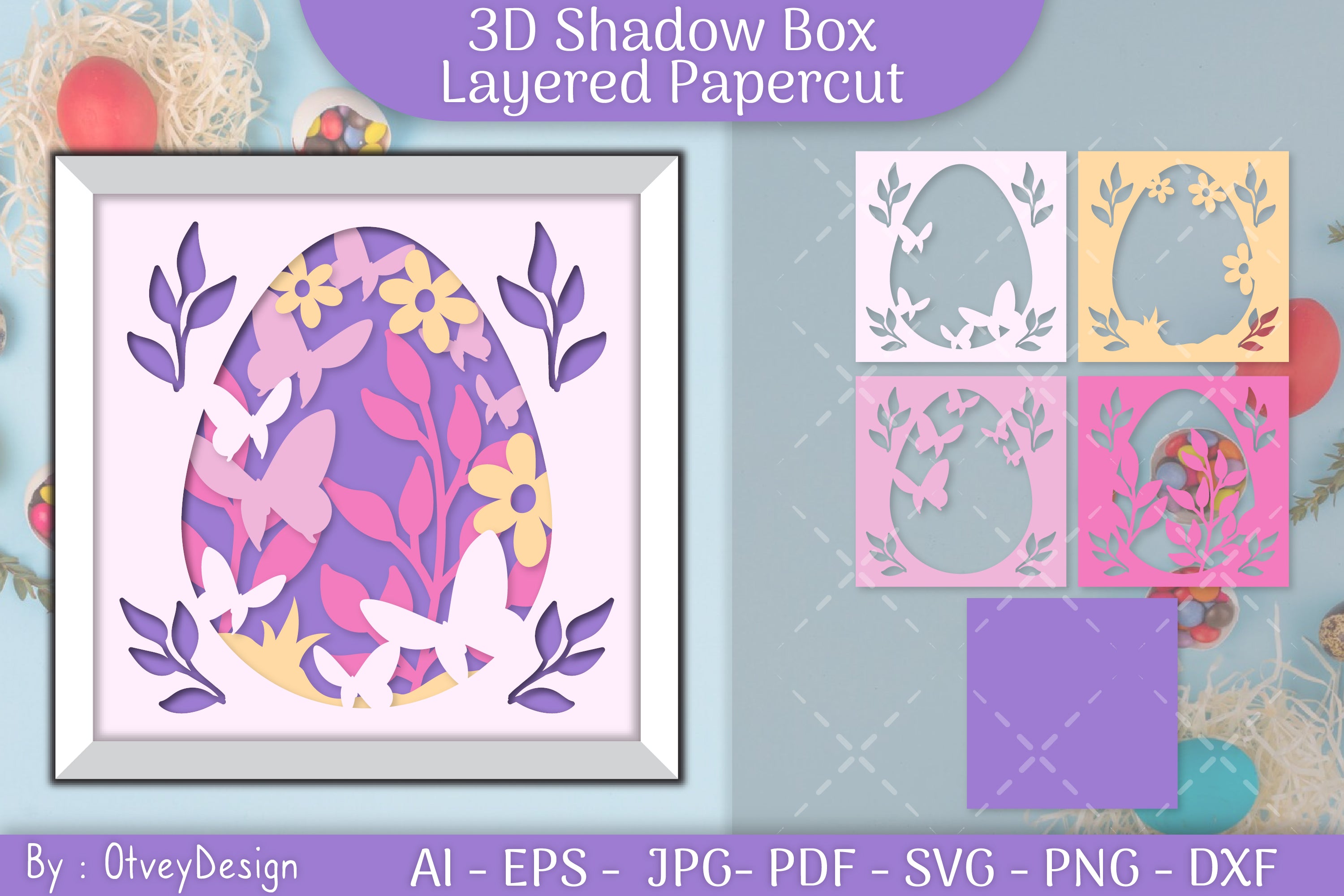 Easter Egg 3D Shadow Box SVG Bundle 1 - CraftNest - Digital Crafting and Art