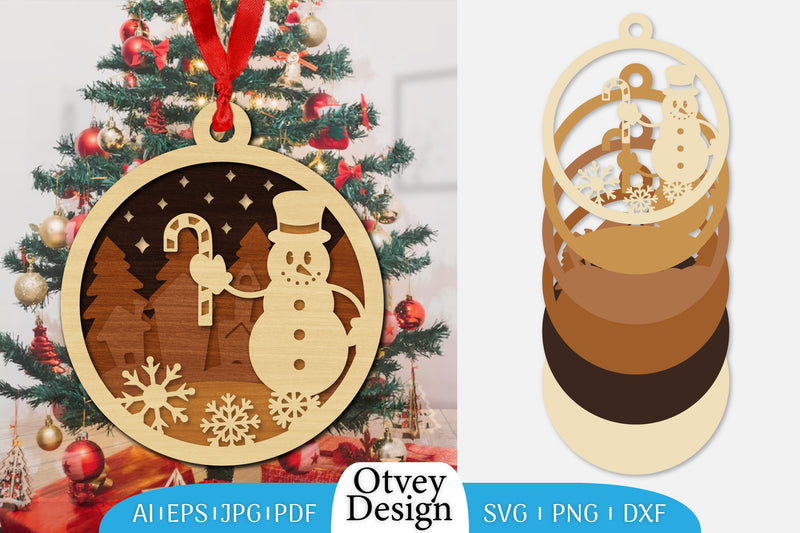 Christmas Snowman Ornament SVG Bundle 1 - CraftNest - Digital Crafting and Art