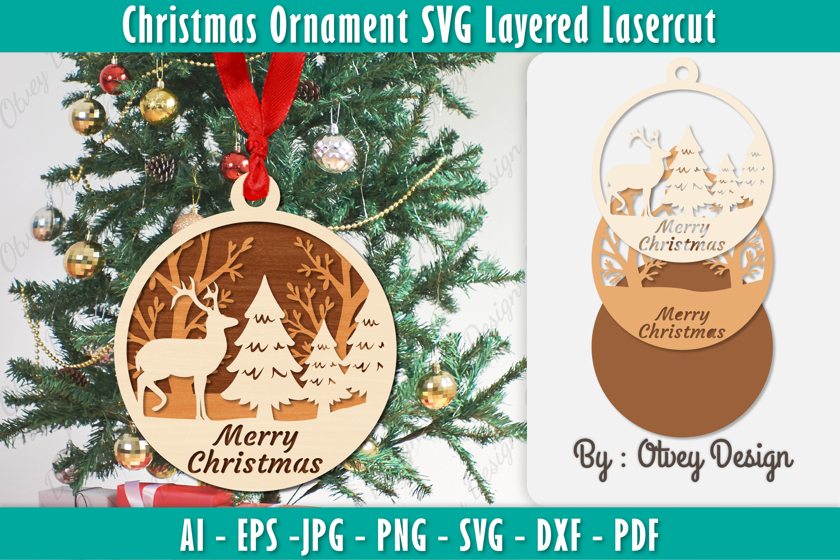 Christmas Ornaments Layered Lasercut SVG Bundle 5 - CraftNest - Digital Crafting and Art