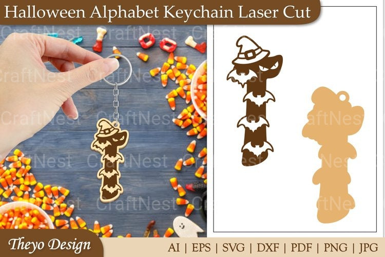 Halloween Keychain Alphabet SVG