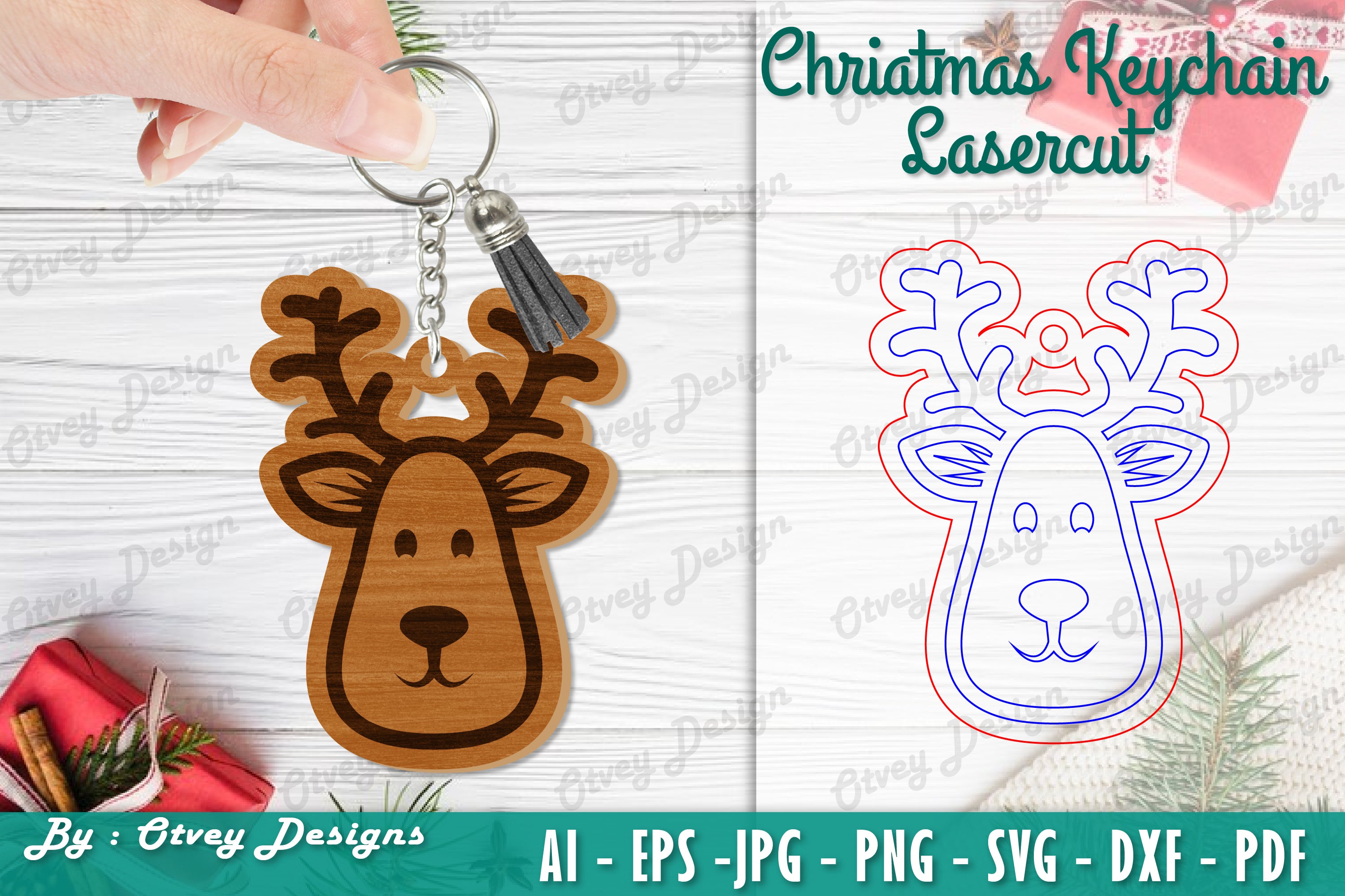Christmas Keychain Lasercut SVG Bundle