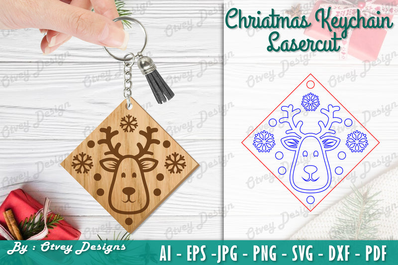 Christmas Keychain Lasercut SVG Bundle 33 - CraftNest - Digital Crafting and Art