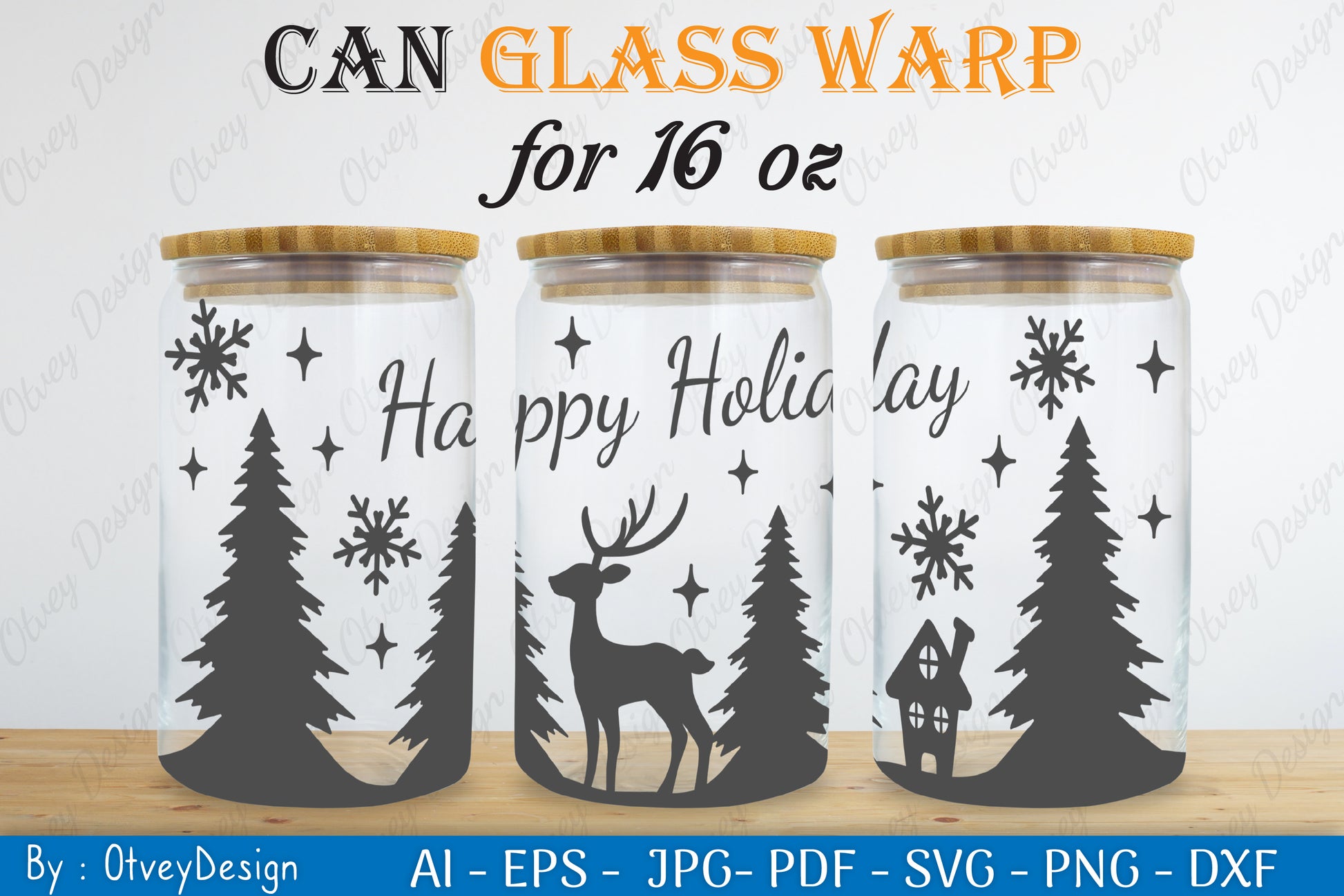 Christmas Deer Can Glass 16 OZ SVG Bundle 1 - CraftNest - Digital Crafting and Art