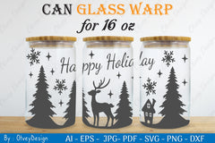 Christmas Deer Can Glass 16 OZ SVG Bundle 1 - CraftNest - Digital Crafting and Art