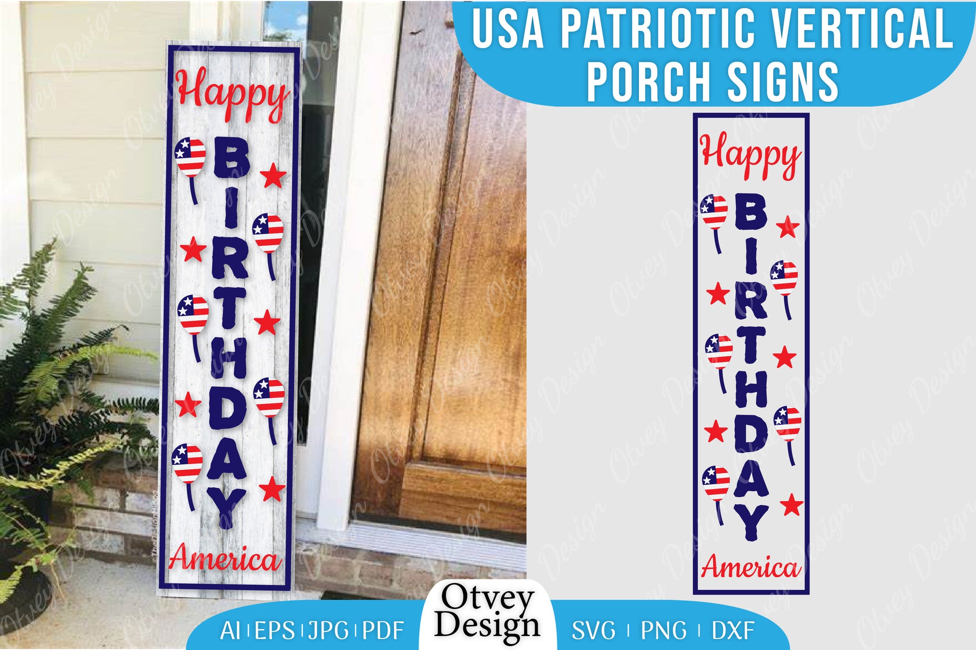 USA Patriotic Vertical Porch Signs SVG Bundle 13 - CraftNest - Digital Crafting and Art