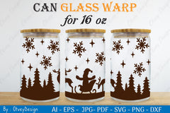 Christmas Santa Sleigh Can Glass 16 OZ SVG Bundle 2 - CraftNest - Digital Crafting and Art