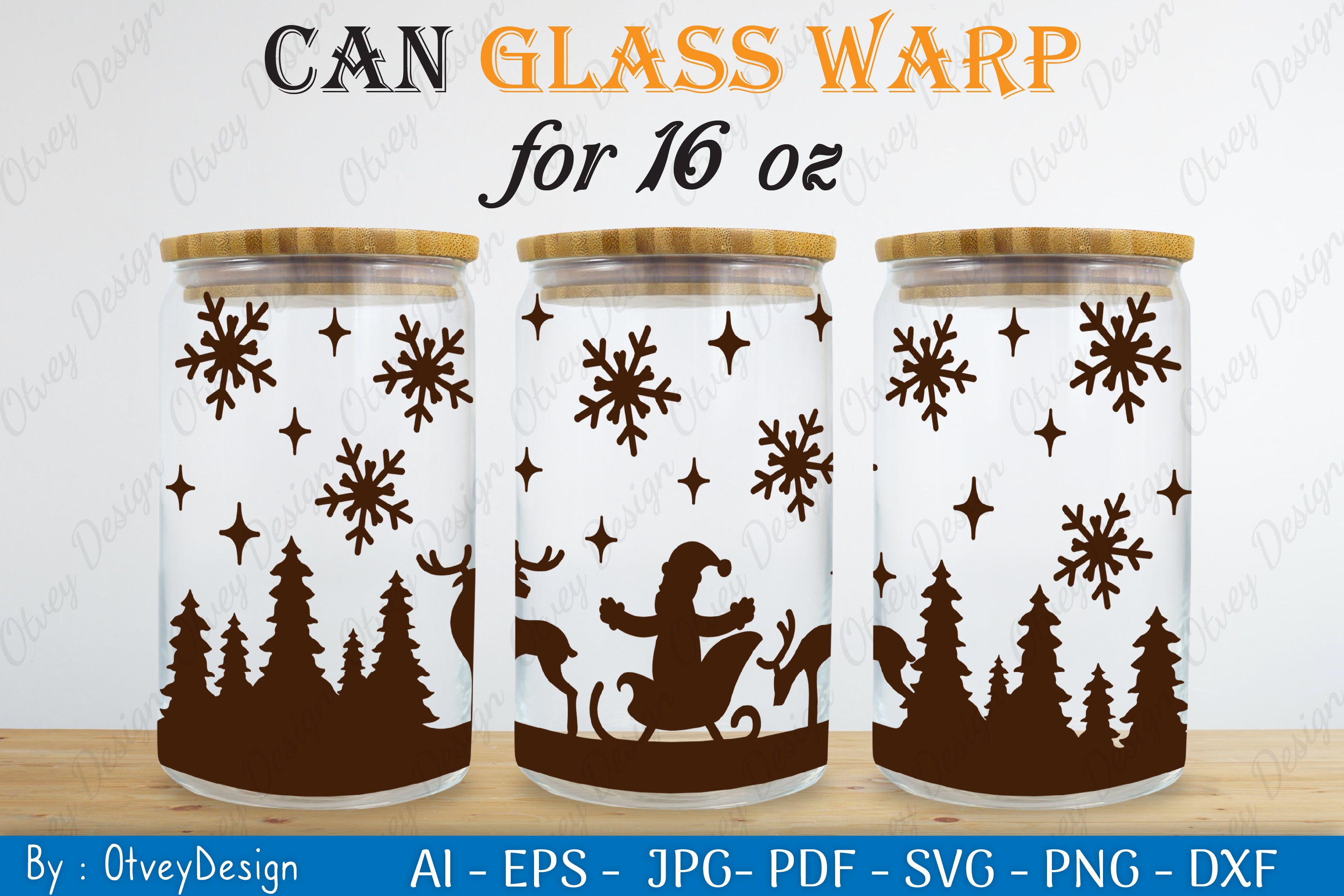 Christmas Santa Sleigh Can Glass 16 OZ SVG Bundle 2 - CraftNest - Digital Crafting and Art