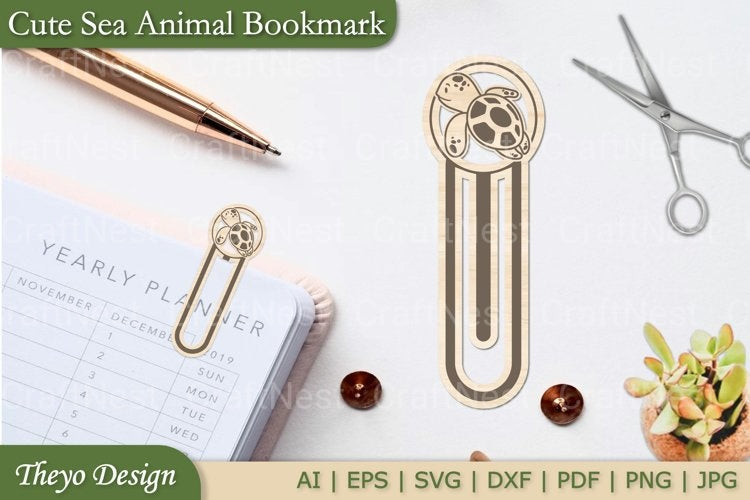 Cute Sea Animal Bookmark SVG