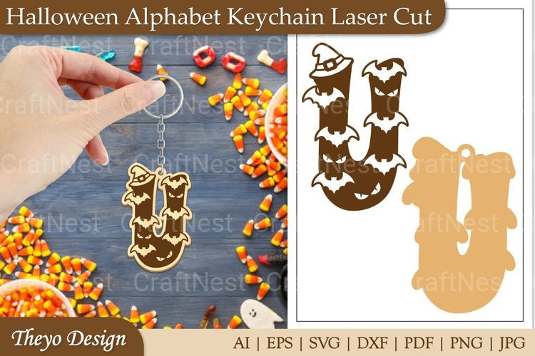 Halloween Keychain Alphabet SVG