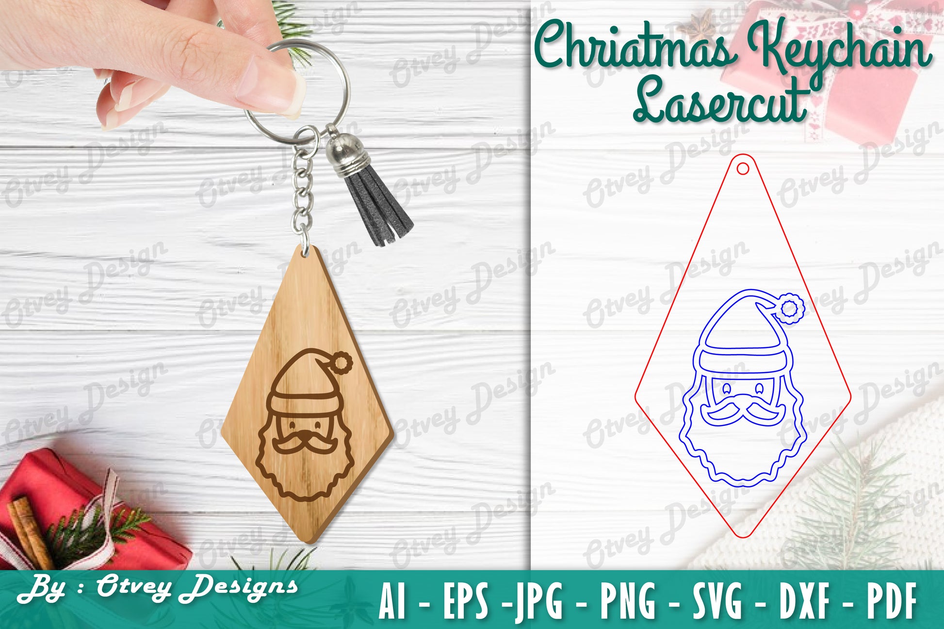 Christmas Keychain Lasercut SVG Bundle 34 - CraftNest - Digital Crafting and Art