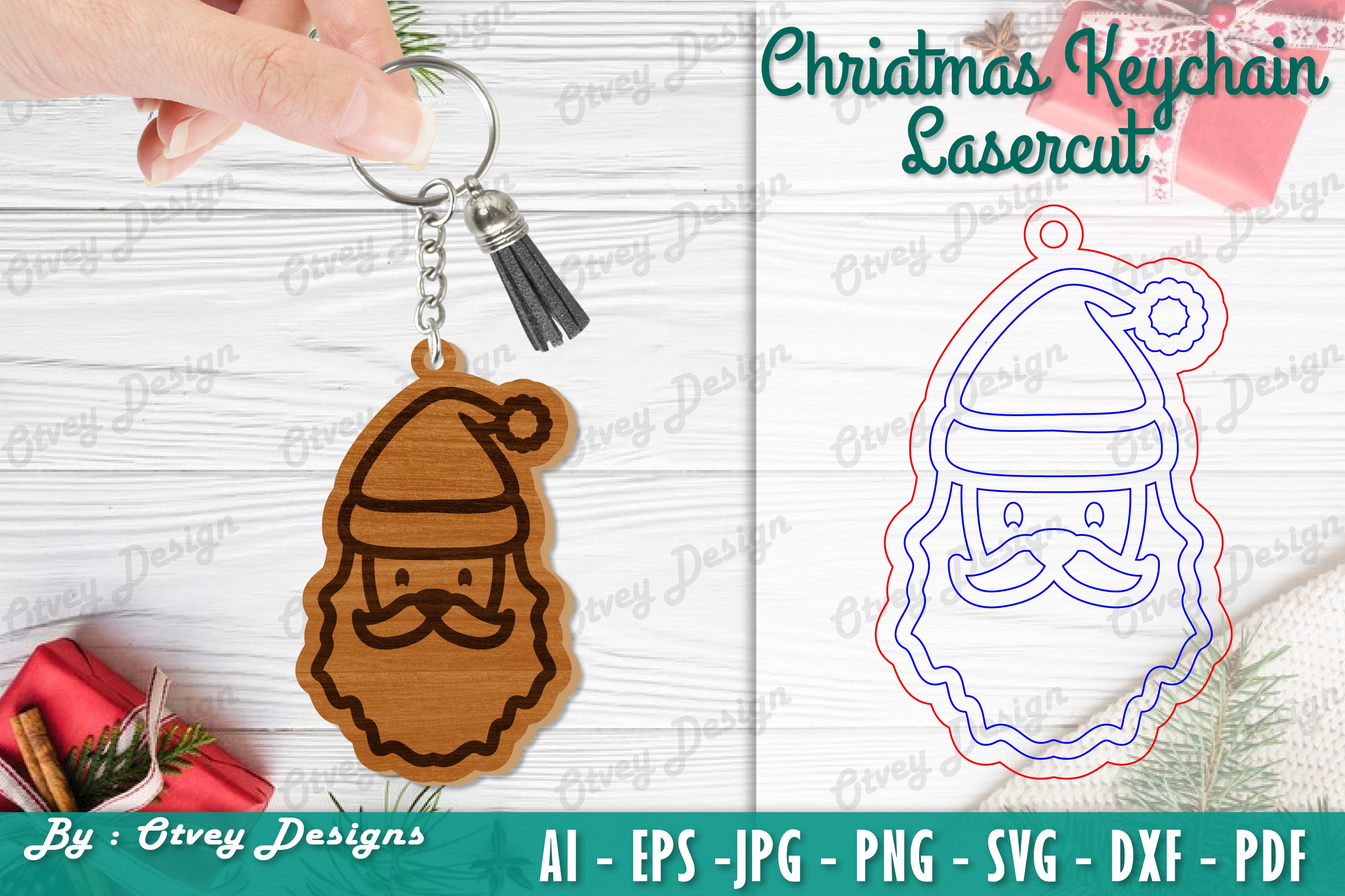 Christmas Keychain Lasercut SVG Bundle