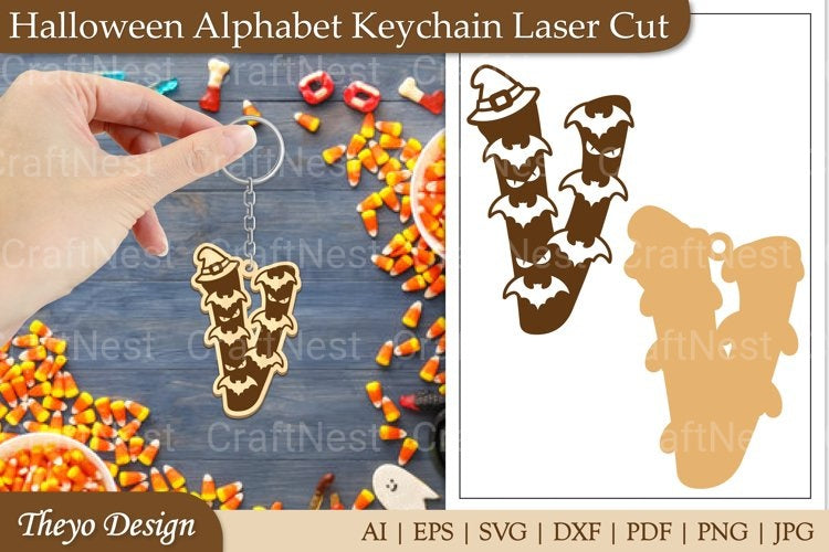 Halloween Keychain Alphabet SVG