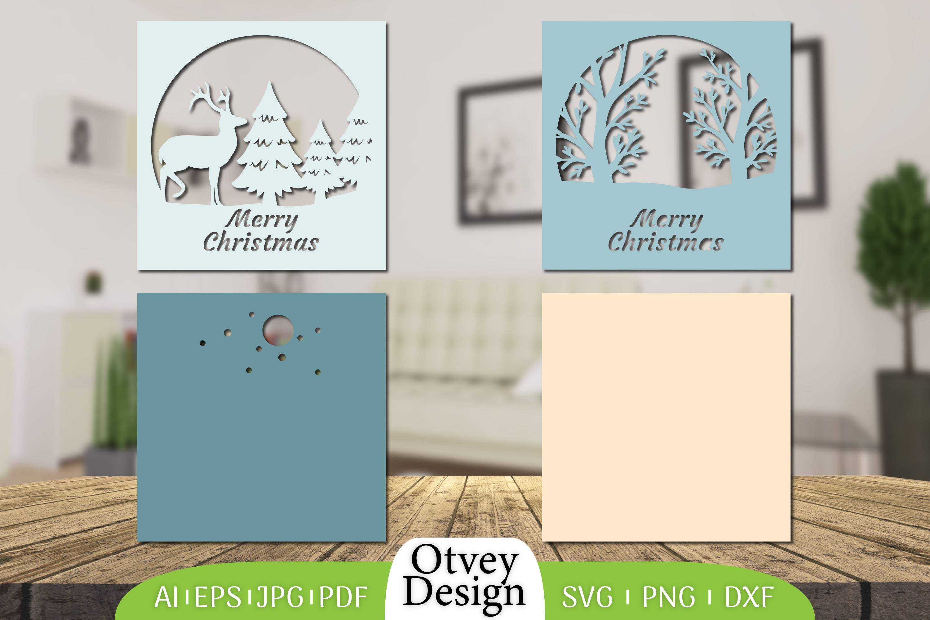 Merry Christmas Deer 3D Shadow Box Papercut SVG Bundle 5 - CraftNest - Digital Crafting and Art