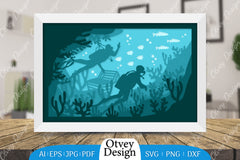 Scuba Diver 3D ShadowBox SVG Bundle 2 - CraftNest - Digital Crafting and Art