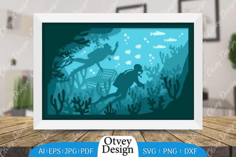 Scuba Diver 3D ShadowBox SVG Bundle 2 - CraftNest - Digital Crafting and Art