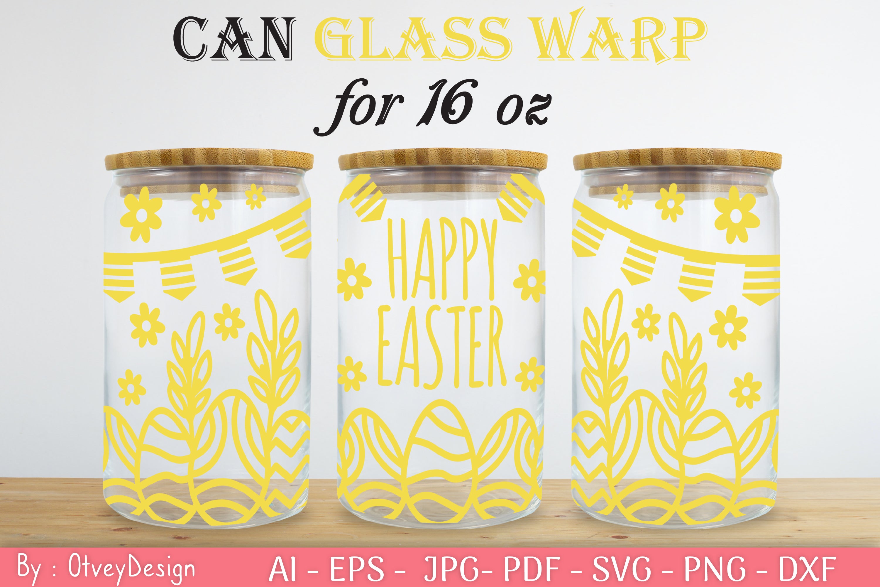 Happy Easter Day 16oz Can Glass Wrap SVG Bundle 5 - CraftNest - Digital Crafting and Art