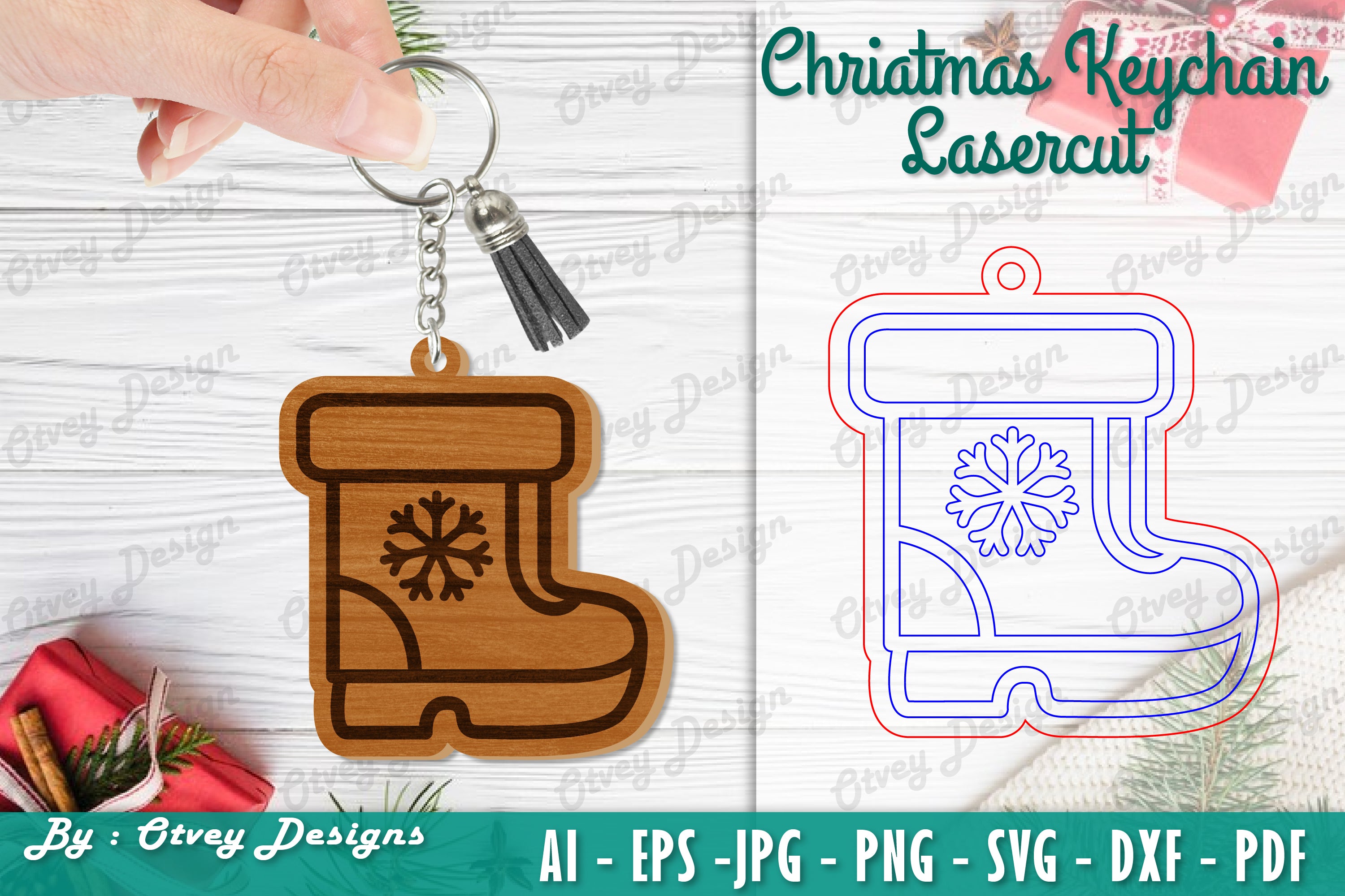 Christmas Keychain Lasercut SVG Bundle