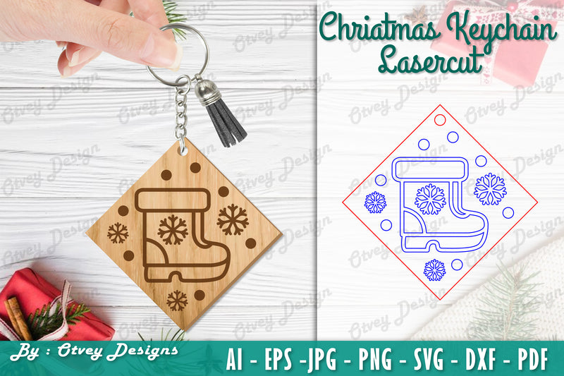 Christmas Keychain Lasercut SVG Bundle 6 - CraftNest - Digital Crafting and Art