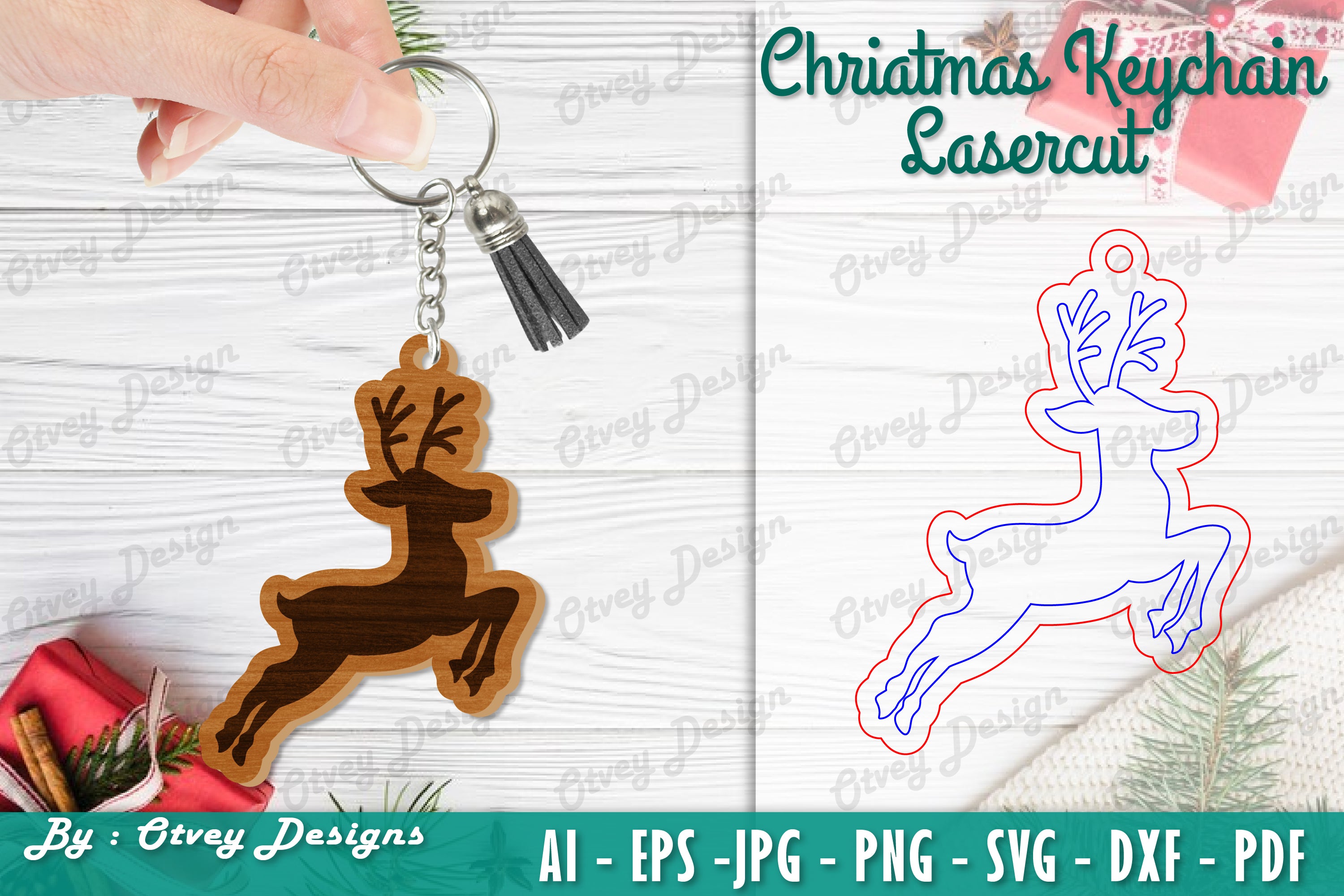 Christmas Keychain Lasercut SVG Bundle