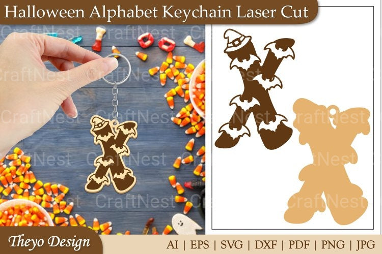 Halloween Keychain Alphabet SVG