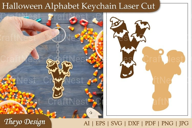 Halloween Keychain Alphabet SVG