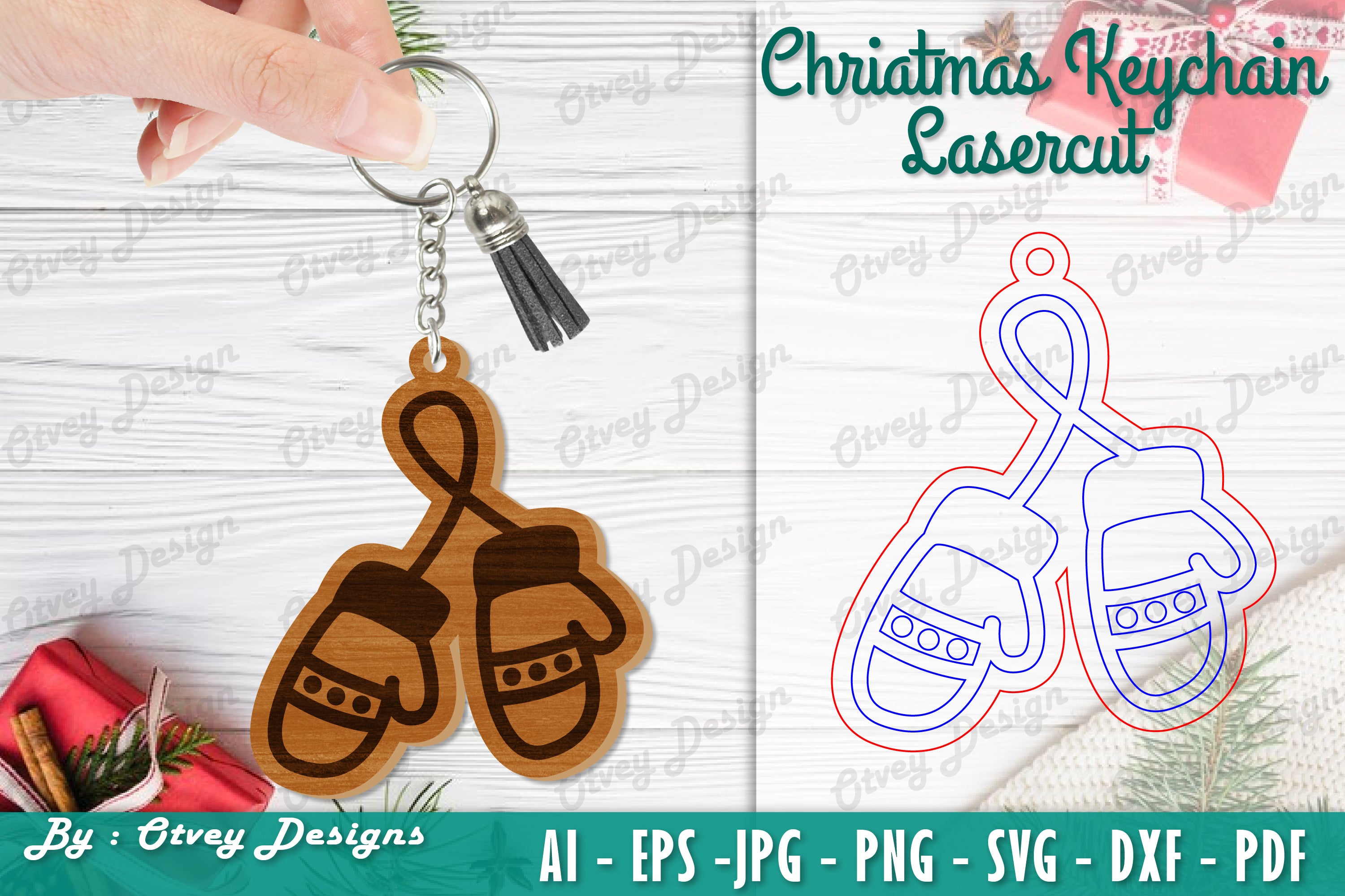 Christmas Keychain Lasercut SVG Bundle
