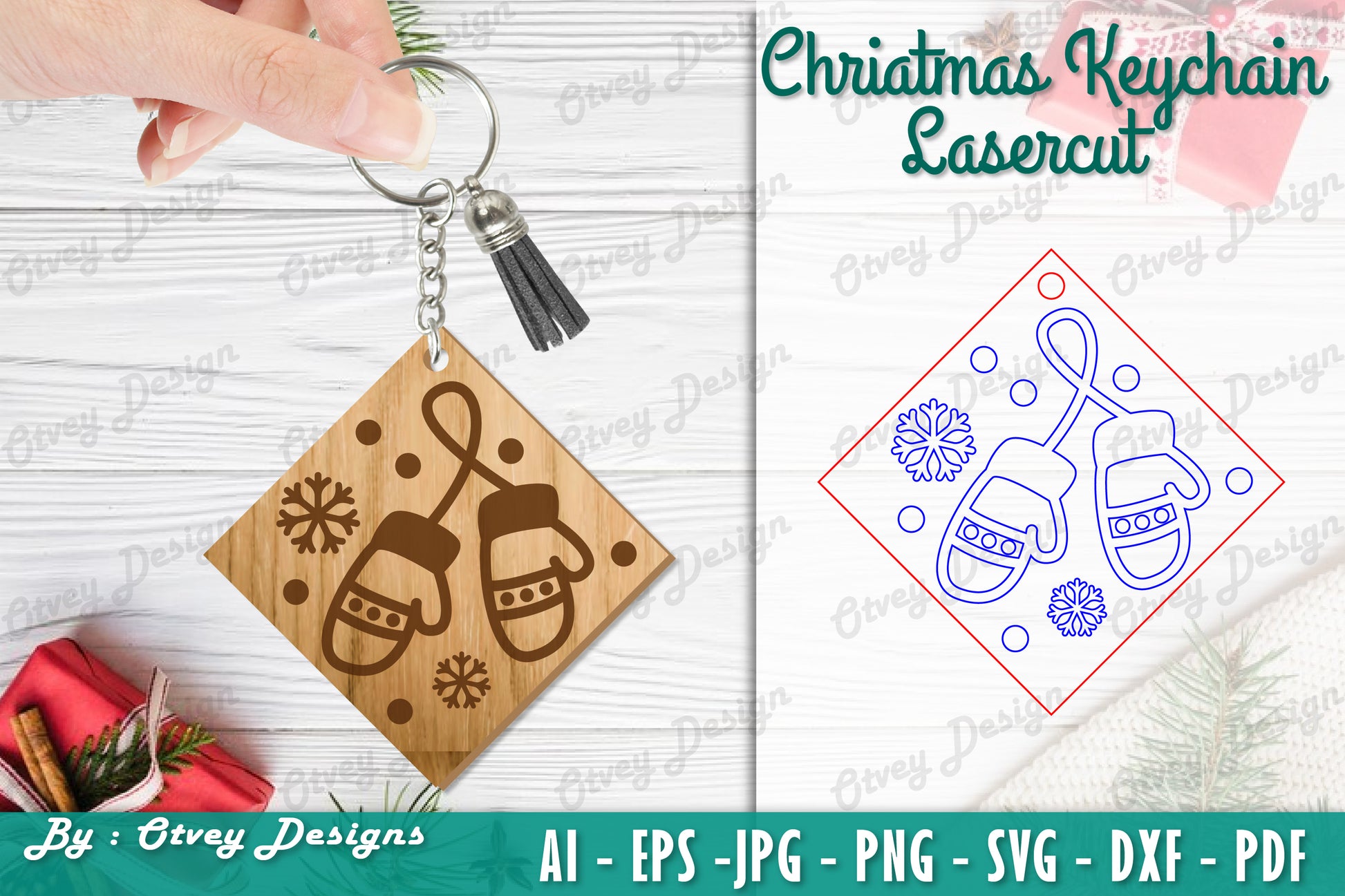 Christmas Keychain Lasercut SVG Bundle 8 - CraftNest - Digital Crafting and Art
