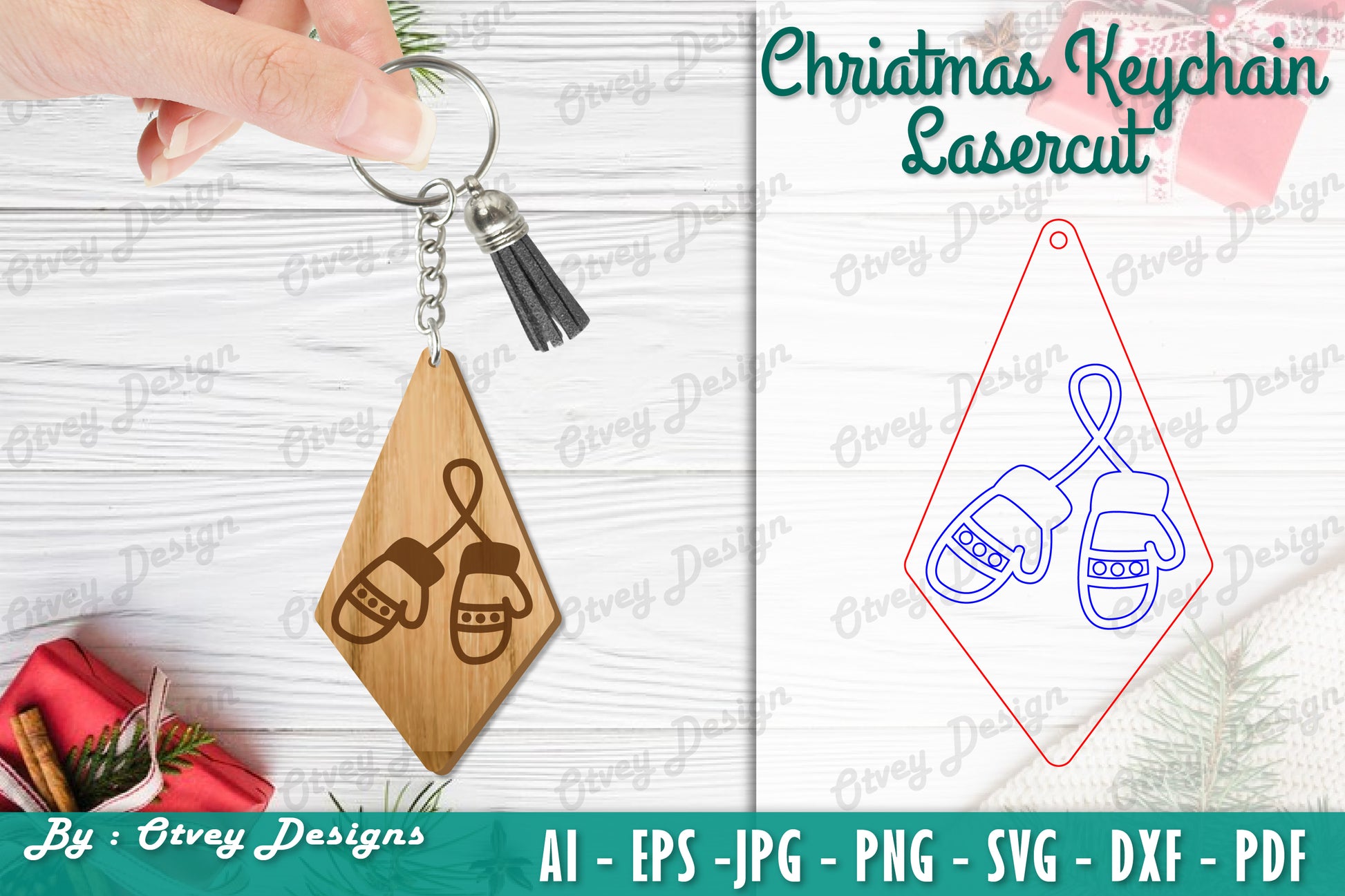 Christmas Keychain Lasercut SVG Bundle 38 - CraftNest - Digital Crafting and Art