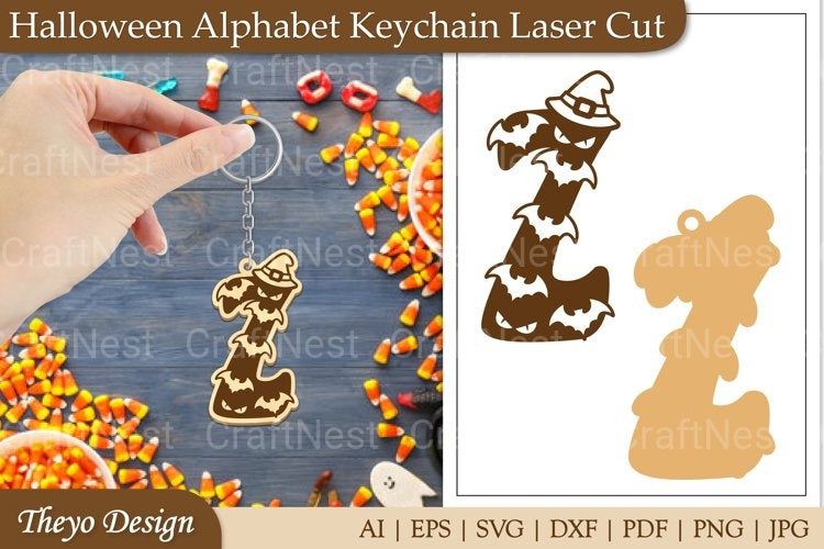 Halloween Keychain Alphabet SVG