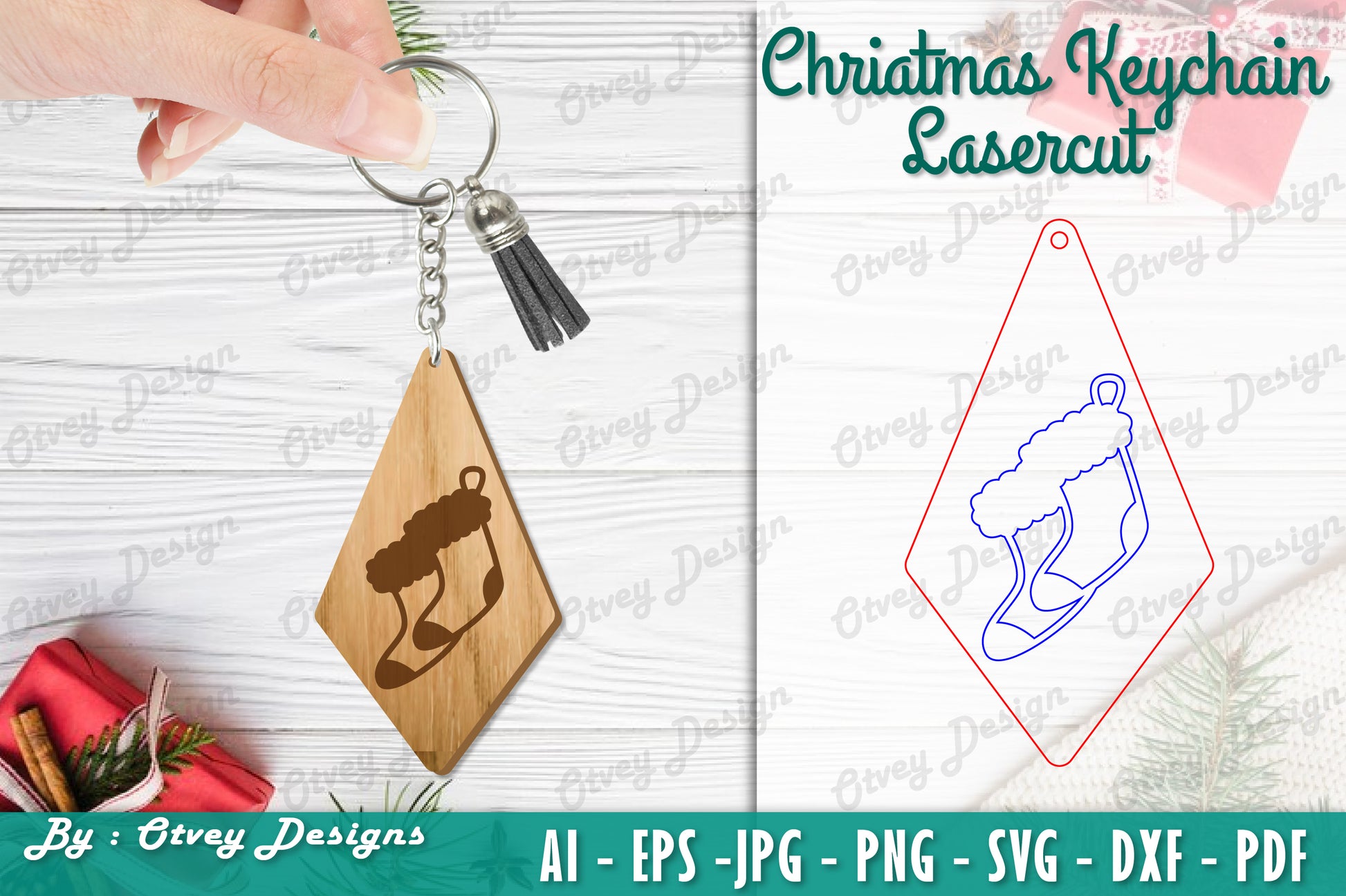 Christmas Keychain Lasercut SVG Bundle 39 - CraftNest - Digital Crafting and Art