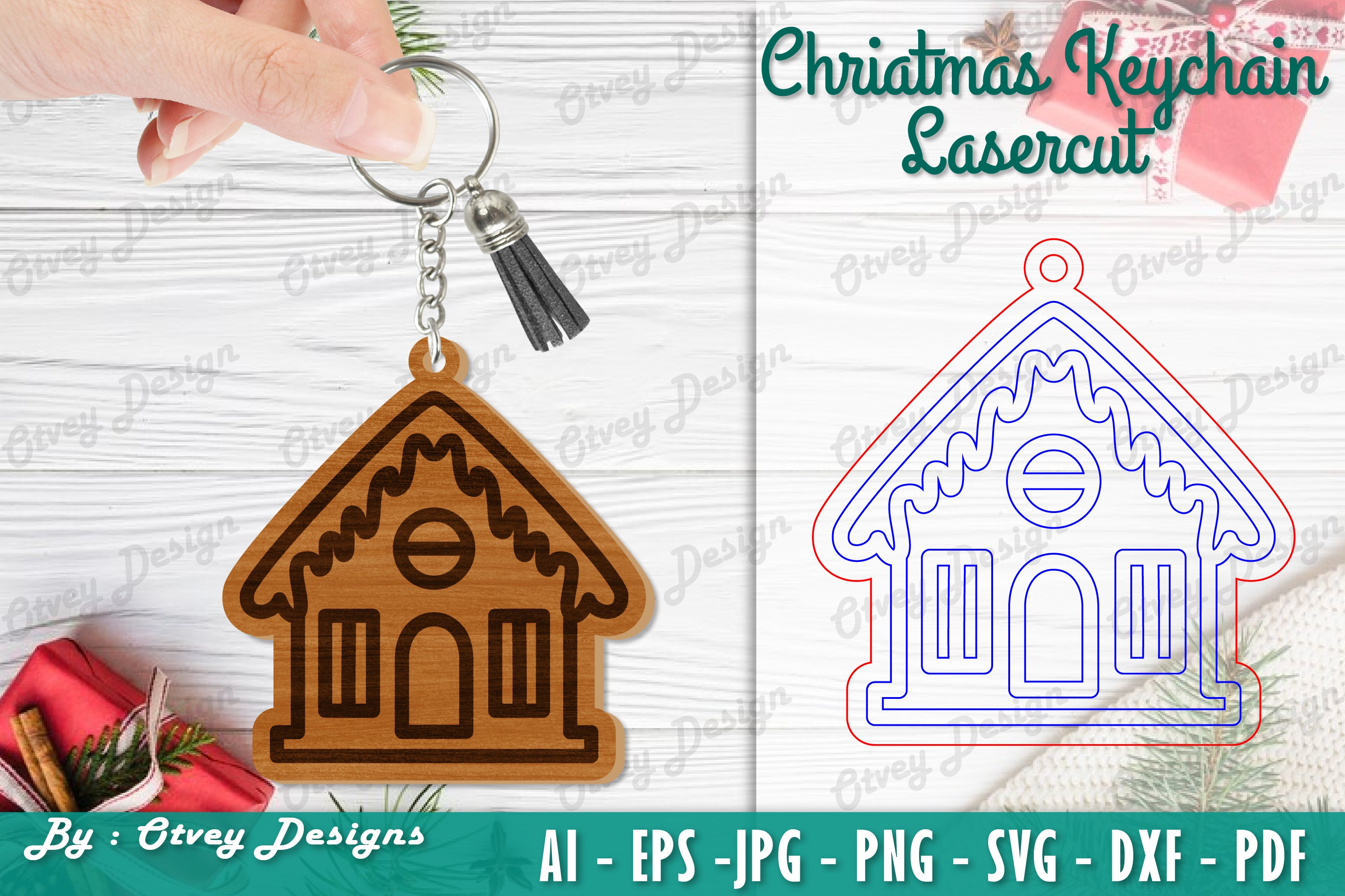 Christmas Keychain Lasercut SVG Bundle